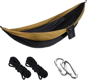 Camping Hammock, Single/Double Hammocks 210T Nylon Tree Hammock with 2 Hanging Ropes&2 Steel Buckle for Outdoor Hiking Travel Backpacking Beach Camping