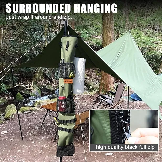 Camping Hanging Organizer - AYAMAYA Tent Organizer for Inside with Campsite Storage Straps & Mesh Pockets & Hanging Hooks for Camping, RV Camper, Picnic, One-Piece Storage Bag Multiple Can Be Spliced