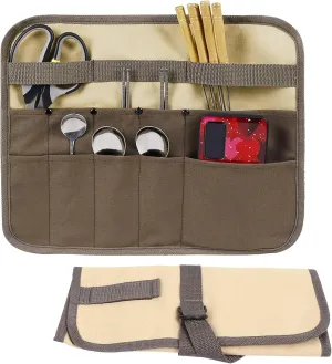 Camping Utensil Bag, Chef Knife Roll Canvas Roll up Culinary Bag Tableware Storage Hanging Knife Pouch Holder for Outdoor Barbecue Activities