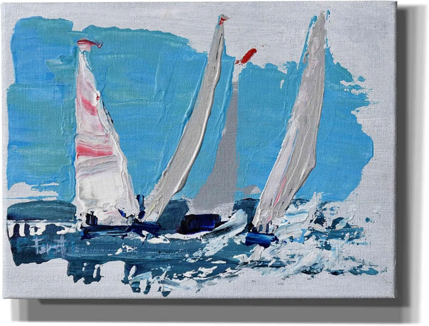 'Candy Stripe Regatta' by Beth Forst, Giclee Canvas Wall Art, 16"x12"