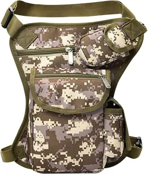 Canvas Waist Fanny Pack Multi-Purpose Racing Tactical Drop Leg Motorcycle Outdoor Cycling Thigh, Jungle Camouflage, One Size