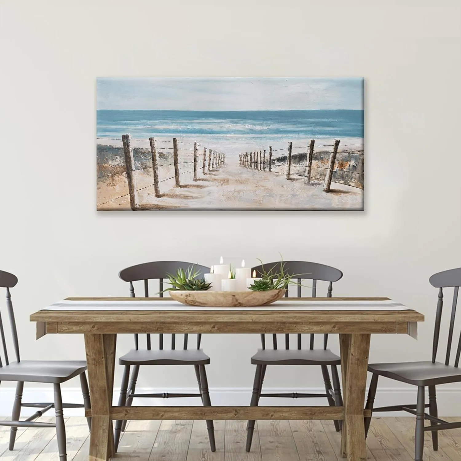 Canvas Wall Art Decor Large Canvas Wall Art For Living Room Blue Coastal Wall Art Decor Fall Beach Ocean Wall Art Prints Wall Pictures Canvas Art Work For Bedroom Office Kitchen Wall Decor 24"x48"