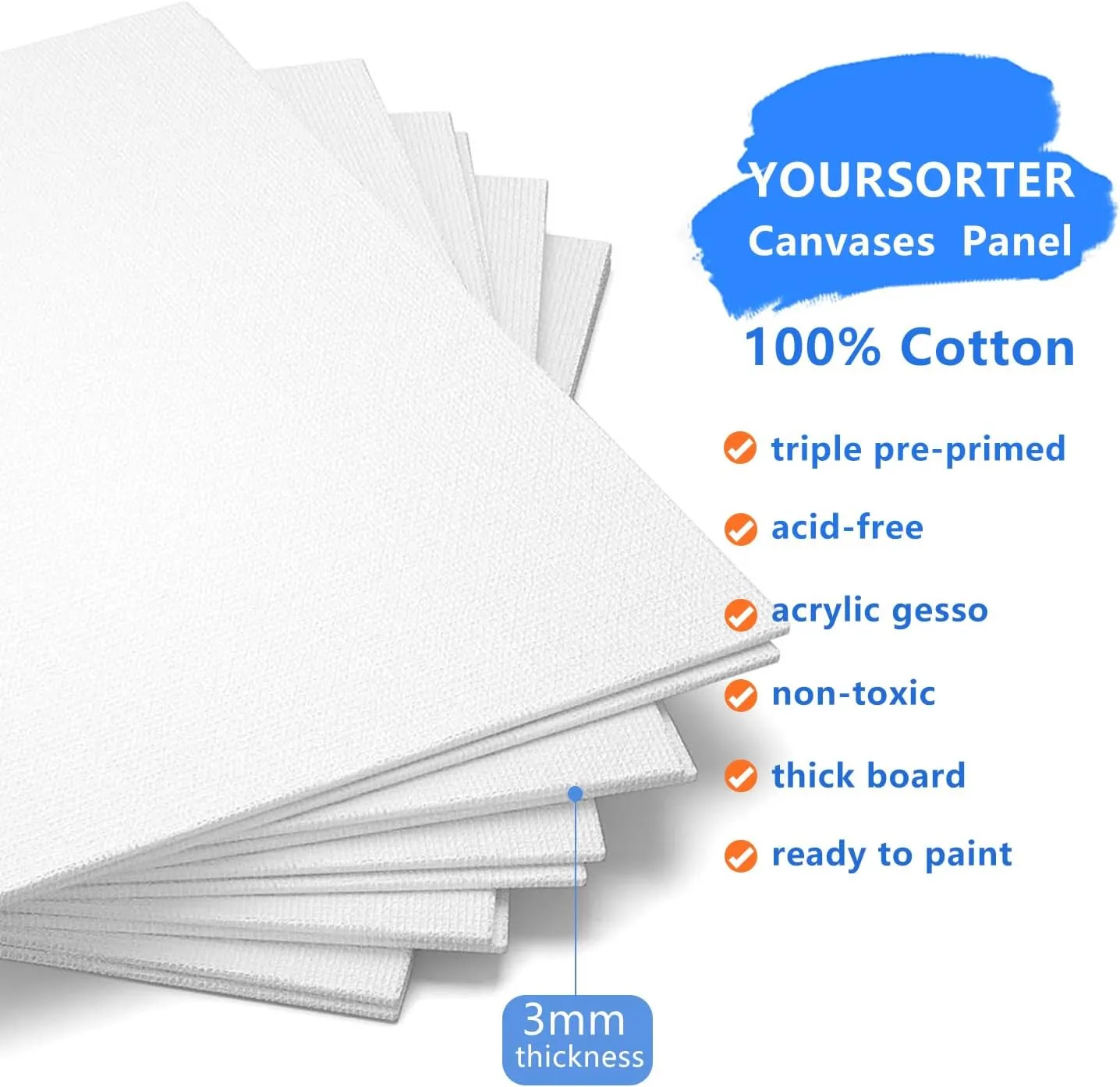 Canvases for Painting 48 Pack, 8x10 inch Blank Canvas Boards, Primed Acid-Free 100% Cotton Canvas Panels for Acrylic Oil Tempera Watercolor Paints, Art Supplies