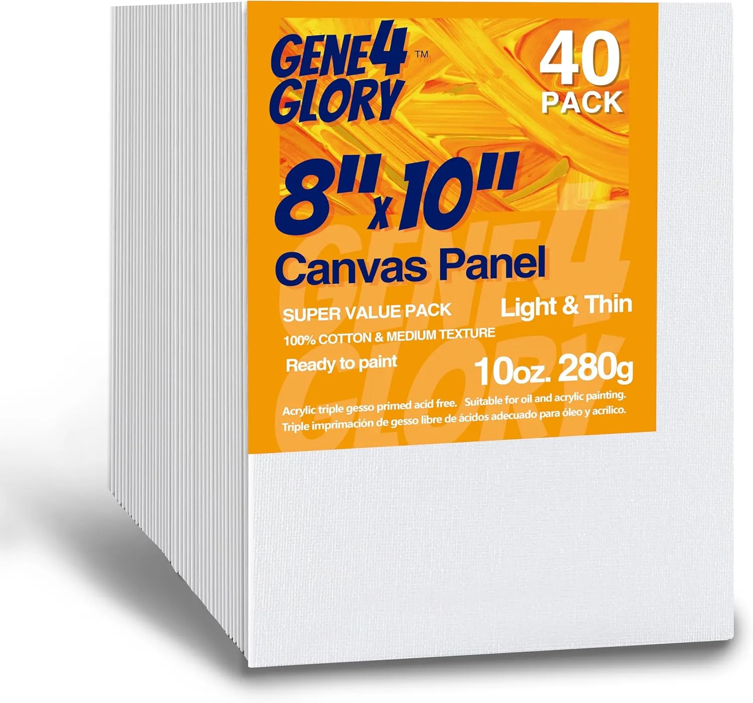 Canvases for Painting Super Value 8 x 10 inch-40 Pack, Artist Blank Canvas Boards- Oil & Acrylic Painting Canvas Panels