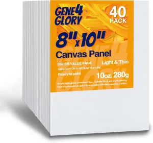 Canvases for Painting Super Value 8 x 10 inch-40 Pack, Artist Blank Canvas Boards- Oil & Acrylic Painting Canvas Panels
