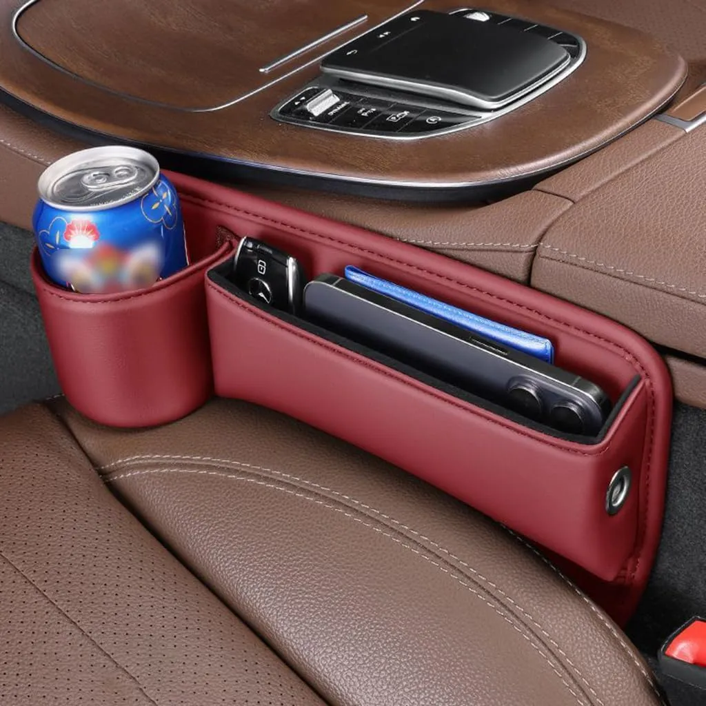 Car Seat Gap Filler Organizer for Lincoln MKC 2014 2015 2016 2017 2018 2019 2020 2021, Car Gap Filler Car Seat Storage Box Seat Gap Storage Box Car Accessories,Red