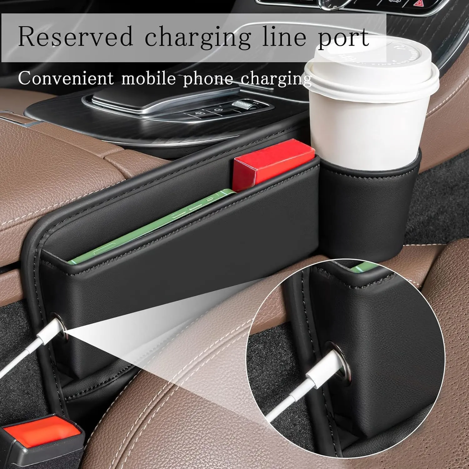 Car Seat Gap Filler Organizer for Mazda CX-8 2017 2018 2019 2020 2021 2022 2023 2024, Car Gap Filler Car Seat Storage Box Seat Gap Storage Box Car Accessories,Beige