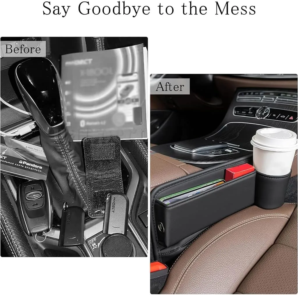 Car Seat Gap Filler Organizer for Mercedes-Benz C-Class T-Modell (S206) 2021 2022 2023 2024 2025, Car Gap Filler Car Seat Storage Box Seat Gap Storage Box Car Accessories,Brown