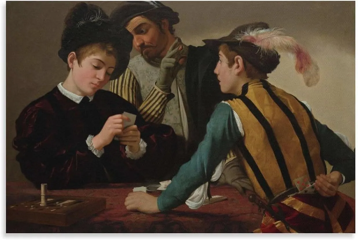 Caravage The Cardsharps Poster Canvas Art Poster And Wall Art Picture Print Modern Family Bedroom Decor Posters 12x18inch(30x45cm)