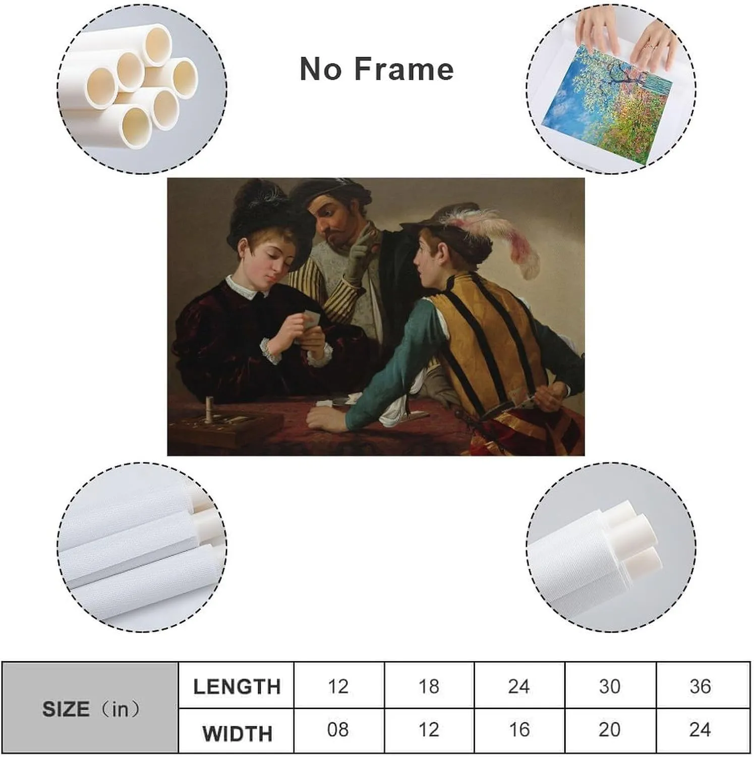 Caravage The Cardsharps Poster Canvas Art Poster And Wall Art Picture Print Modern Family Bedroom Decor Posters 12x18inch(30x45cm)