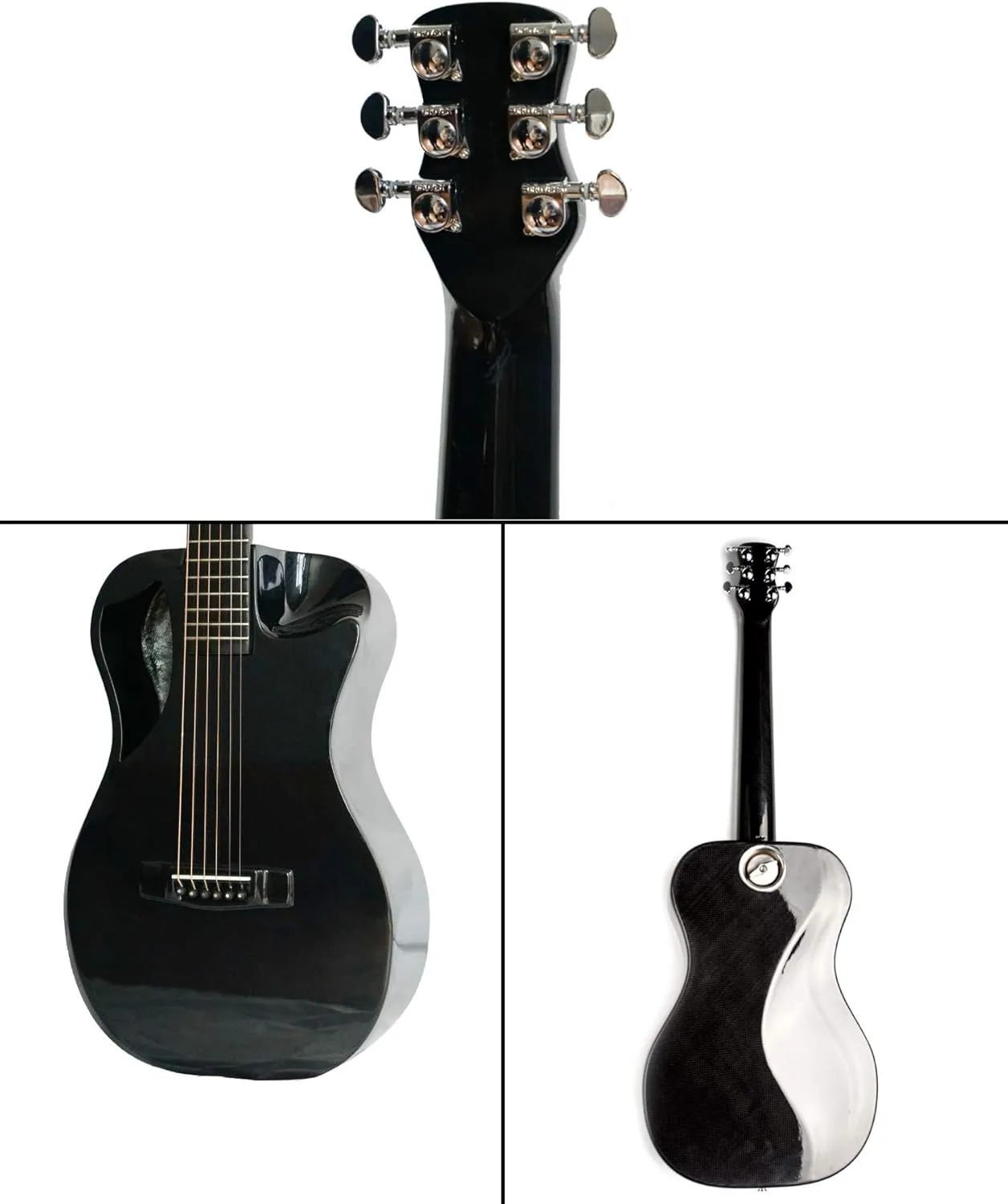 Carbon Fiber Travel Guitar – OF660 Traveling Acoustic Guitar with Collapsible Patented System – Portable Backpack Case (High Gloss Black)