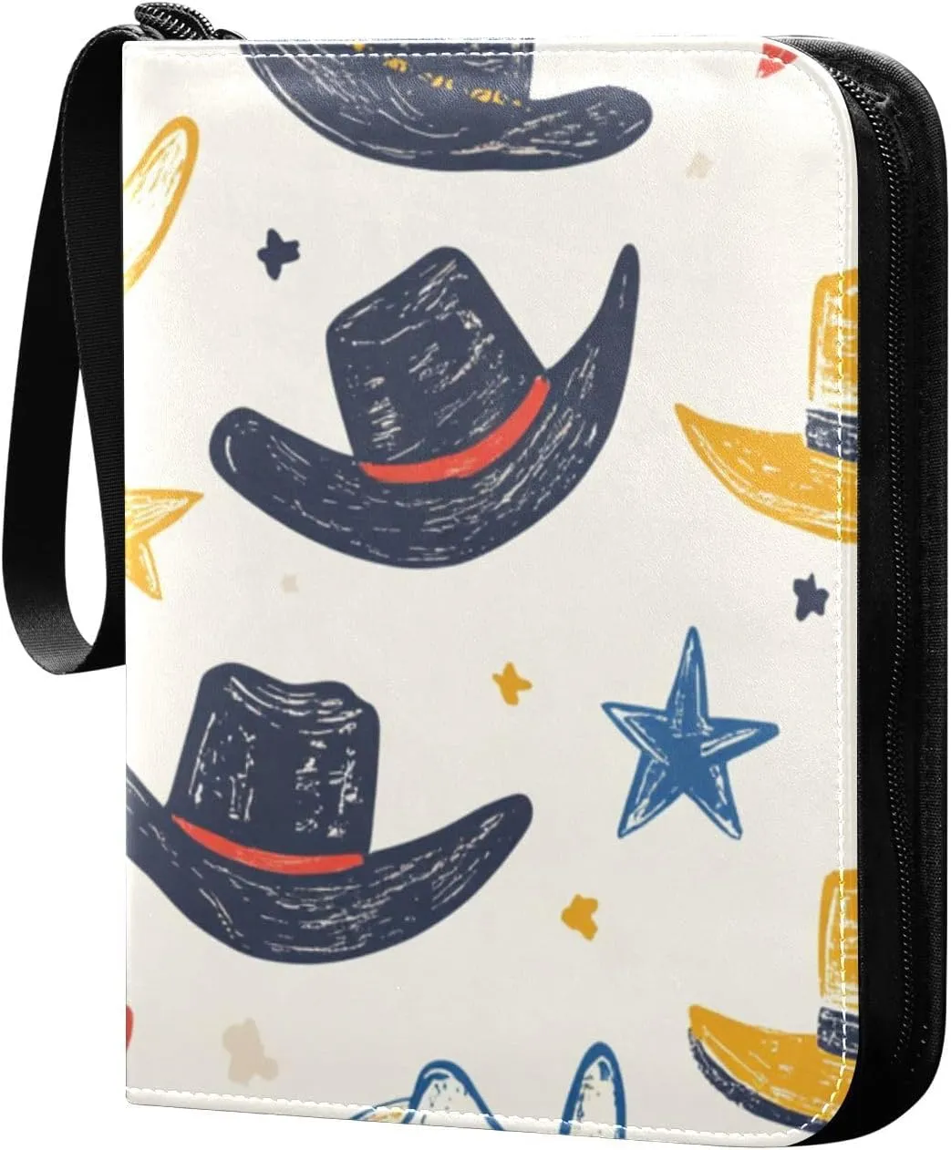 Card Binder, 400 Pockets Collectible Trading Card Albums For Collectible Cards, Side-Loading Card Collection Folder For Game Cards, Sport Cards Hand Painted Cowboy Hat