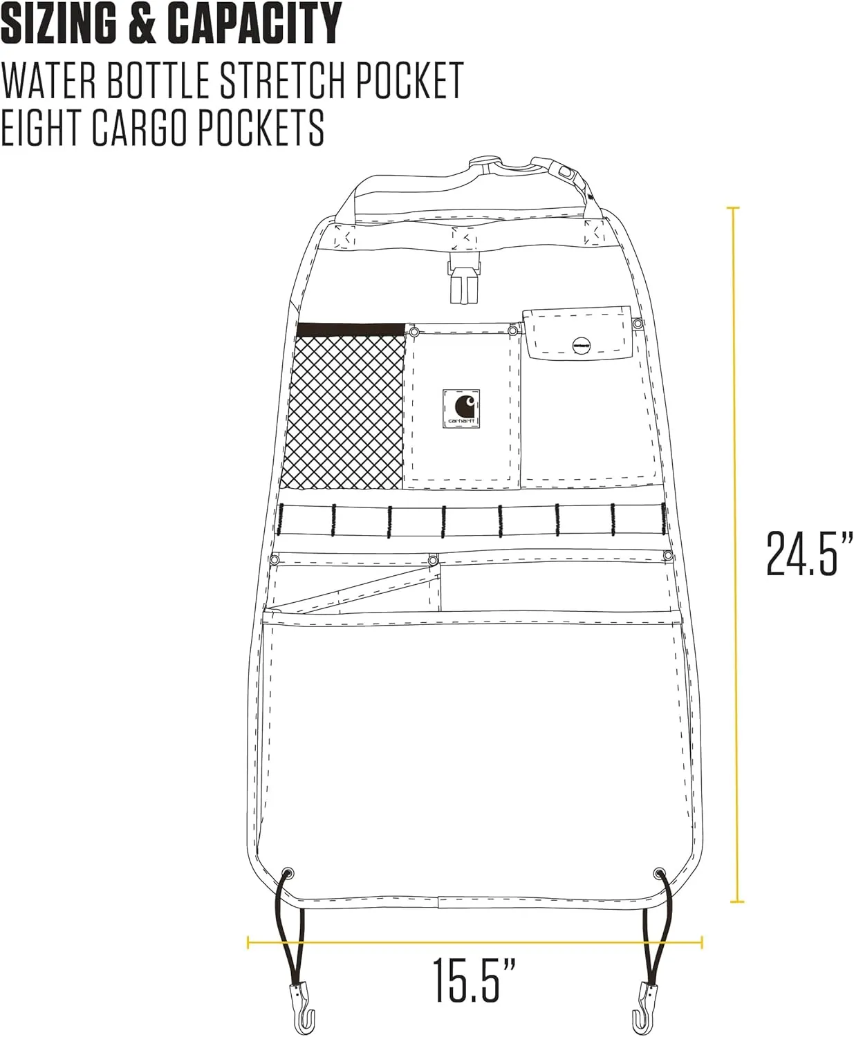 Carhartt Universal Nylon Duck Seat Back Organizer, Gravel