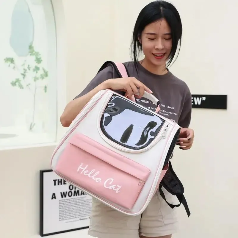 Cat Dog Bag Pet Outing Portable Backpack Breathable Side Large Space
