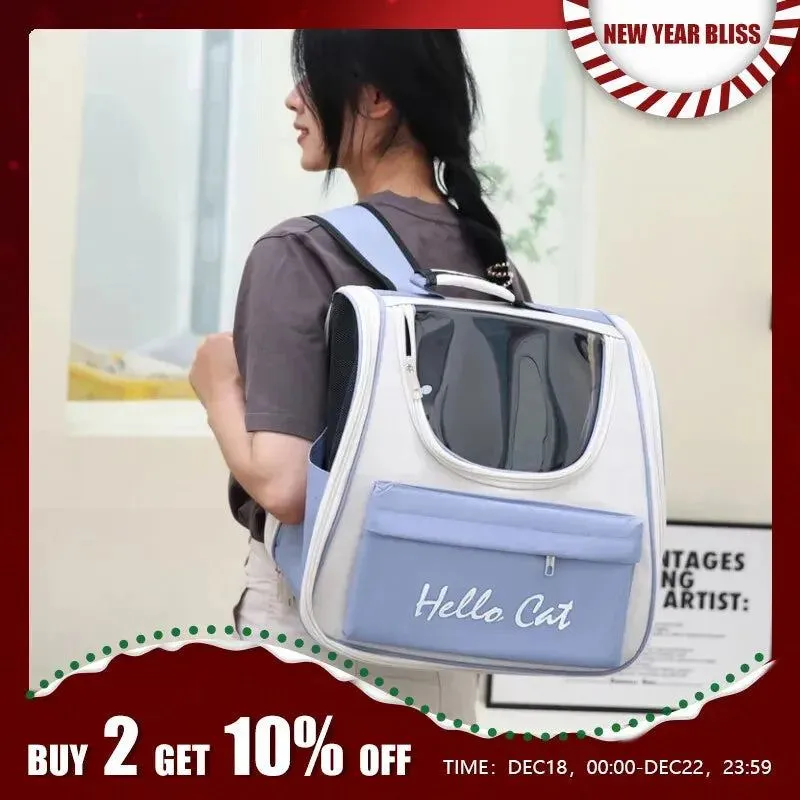 Cat Dog Bag Pet Outing Portable Backpack Breathable Side Large Space
