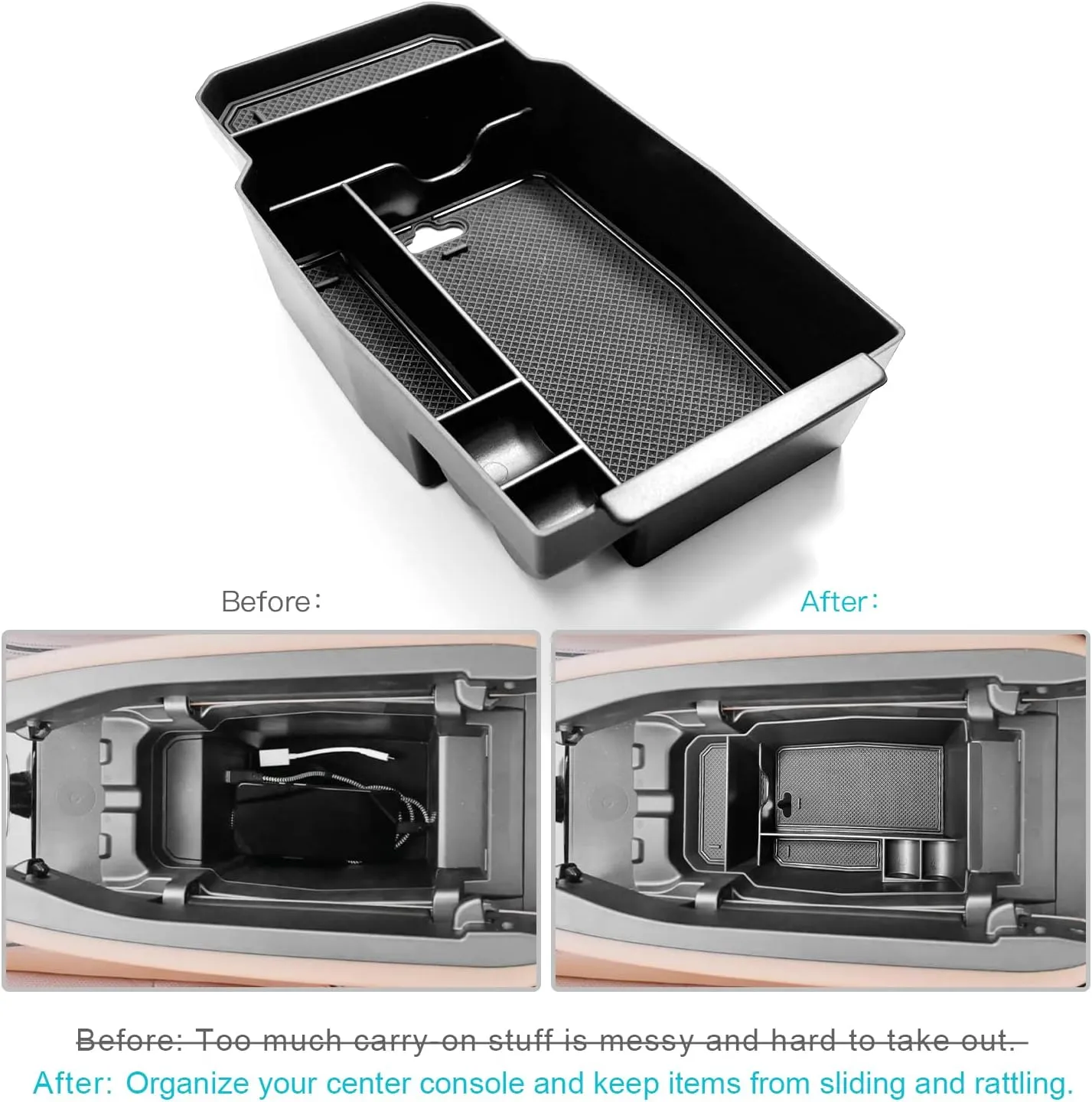 CDEFG 2023 2024 2025 CX-50 Center Console Organizer Tray for 2023 2024 2025 Mazda CX-50 Middle Console Armrest Storage Box 2023 2024 2025 CX50 Accessories(Black)
