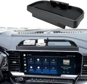 Center Console Dash Organizer Compatible with 2022 2023 2024 2025 Chevy Silverado/GMC Sierra 1500/ 2500HD/ 3500HD Dashboard Storage Tray Behind 13.4-in Screen Interior Accessories