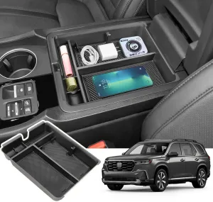 Center Console Organizer Tray Compatible with 2023-2025 Honda Pilot, 2024 2025 Ridgeline, 2024-2026 Passport Insert Storage Organizer Interior Divider Accessories (Armrest storage Tray)