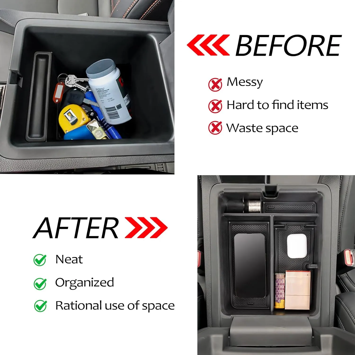 Center Console Organizer Tray Compatible with 2023-2025 Honda Pilot, 2024 2025 Ridgeline, 2024-2026 Passport Insert Storage Organizer Interior Divider Accessories (Armrest storage Tray)