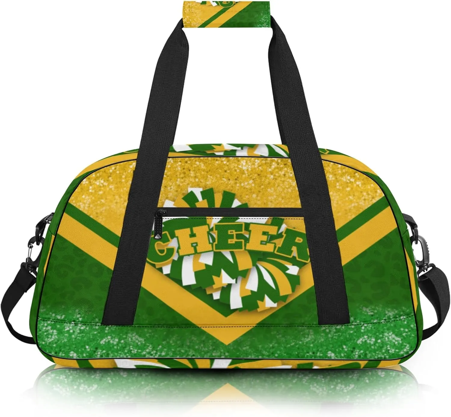 Cheer Duffle Bag for Cheerleaders, Cheerleading Gym Bag for Women, Carry on Weekender Bags, Travel Bag Duffel Bag (Gold&Green)