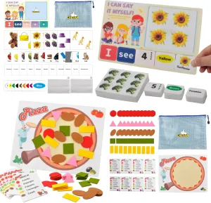 CHEFAN Pizza Counting Toddler Toys and Felt Sentence Building Set for Kids