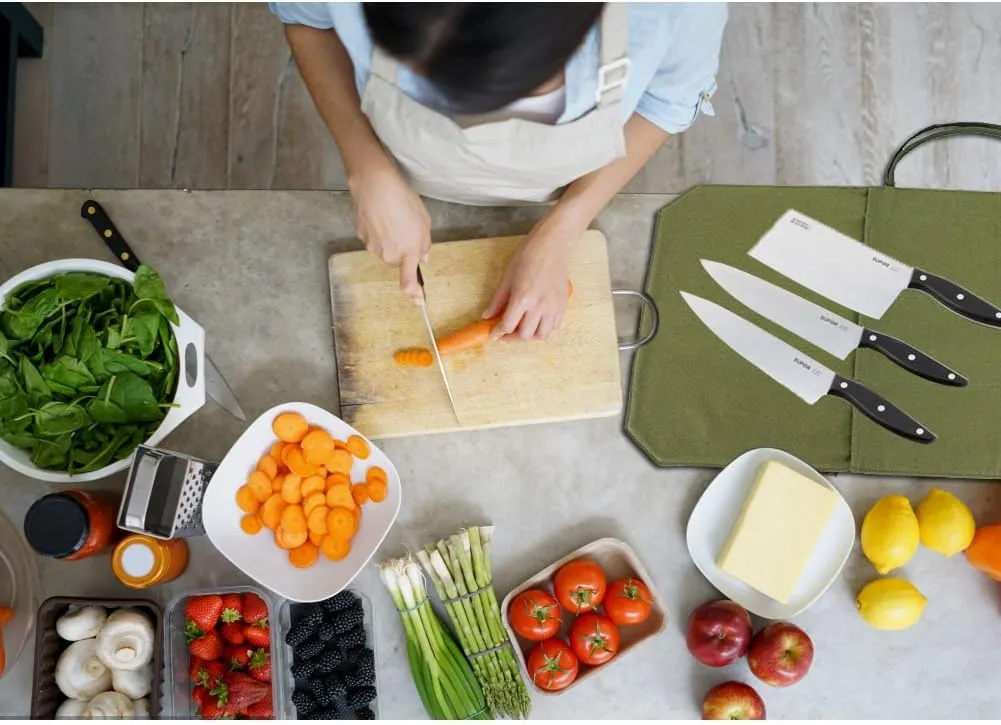 Chef's Knife Roll Bag,Portable Travel Chef Knife Case Carrier Storage Bag with 4 Slots Best Gift for Pro Chef or Culinary Enthusiasts Men Women