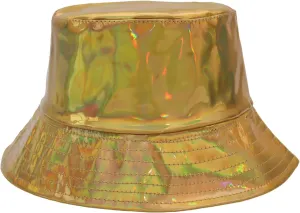 Chiclinco Unisex Holographic Bucket Hats, Metallic Bucket Hats for Women, 80 90s Party Hat Summer Cap