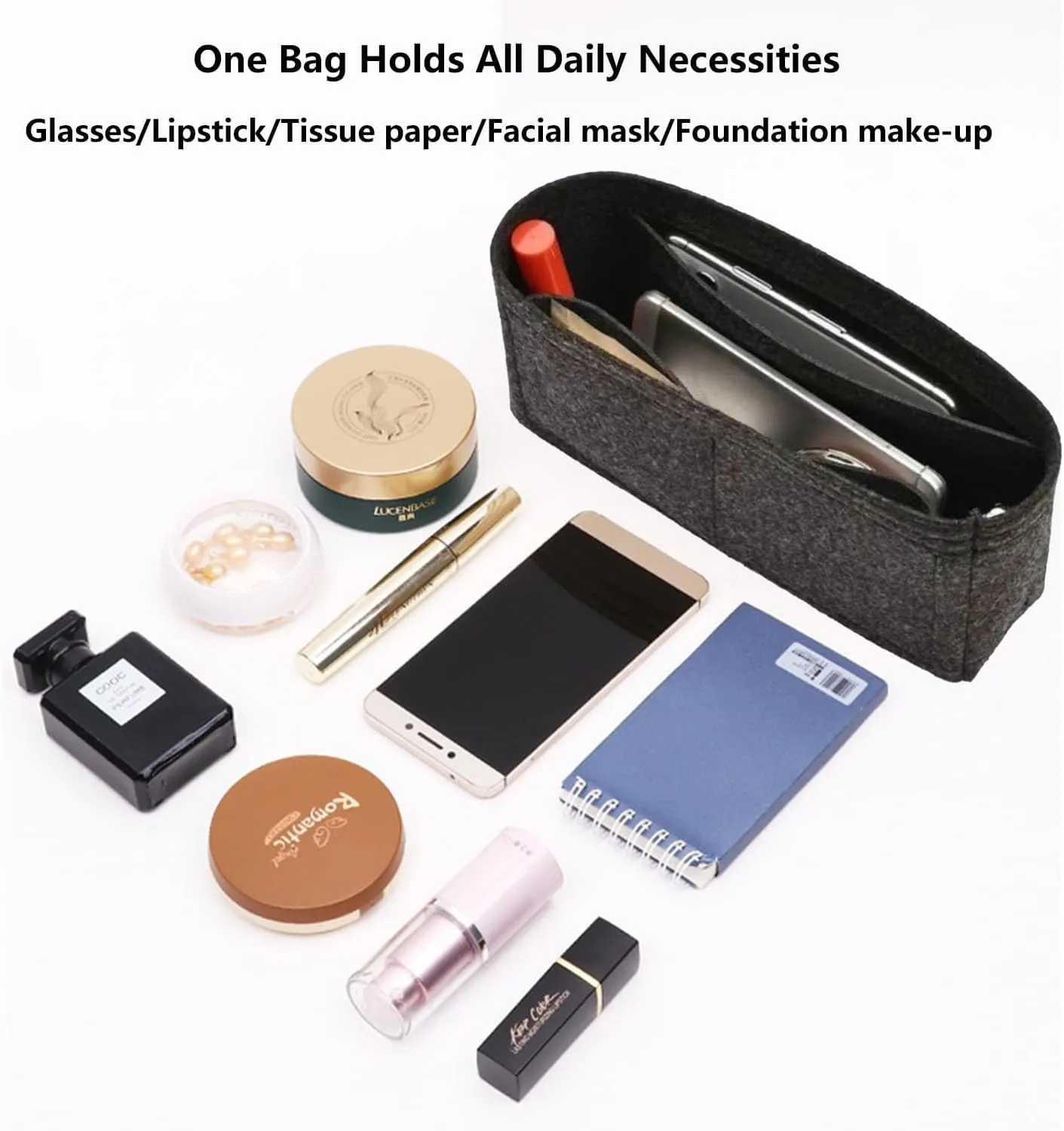 Chispee Purse Organizer Insert for Handbags, Softened Felt Insert Bag Organizer for Tote, Handbag Organizer fit for Baguette, Longchamp (Beige, Medium)