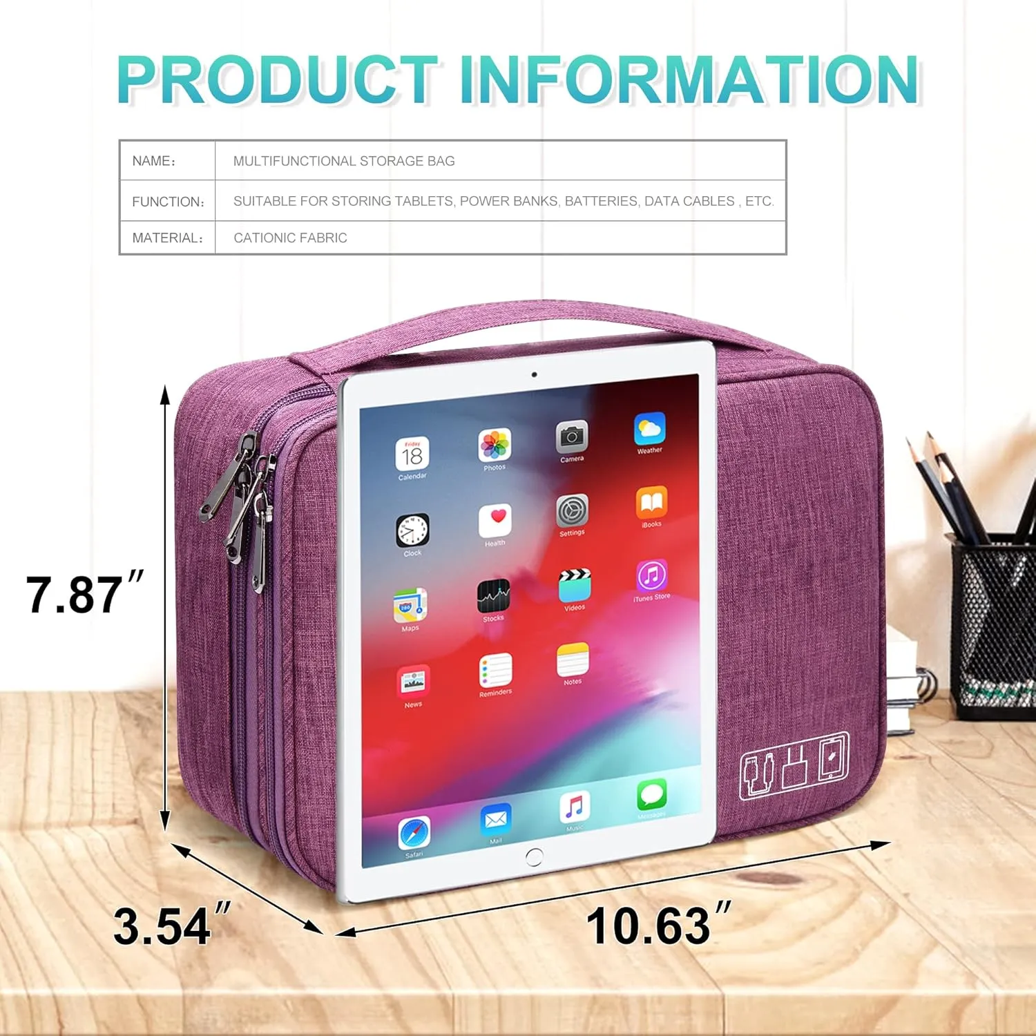 CILLA Electronic Organizer Travel Case, Double Layers Electronics Travel Organizer for Chargers, Cords, Power Bank, Adapter, Mouse, Tablet, Phone