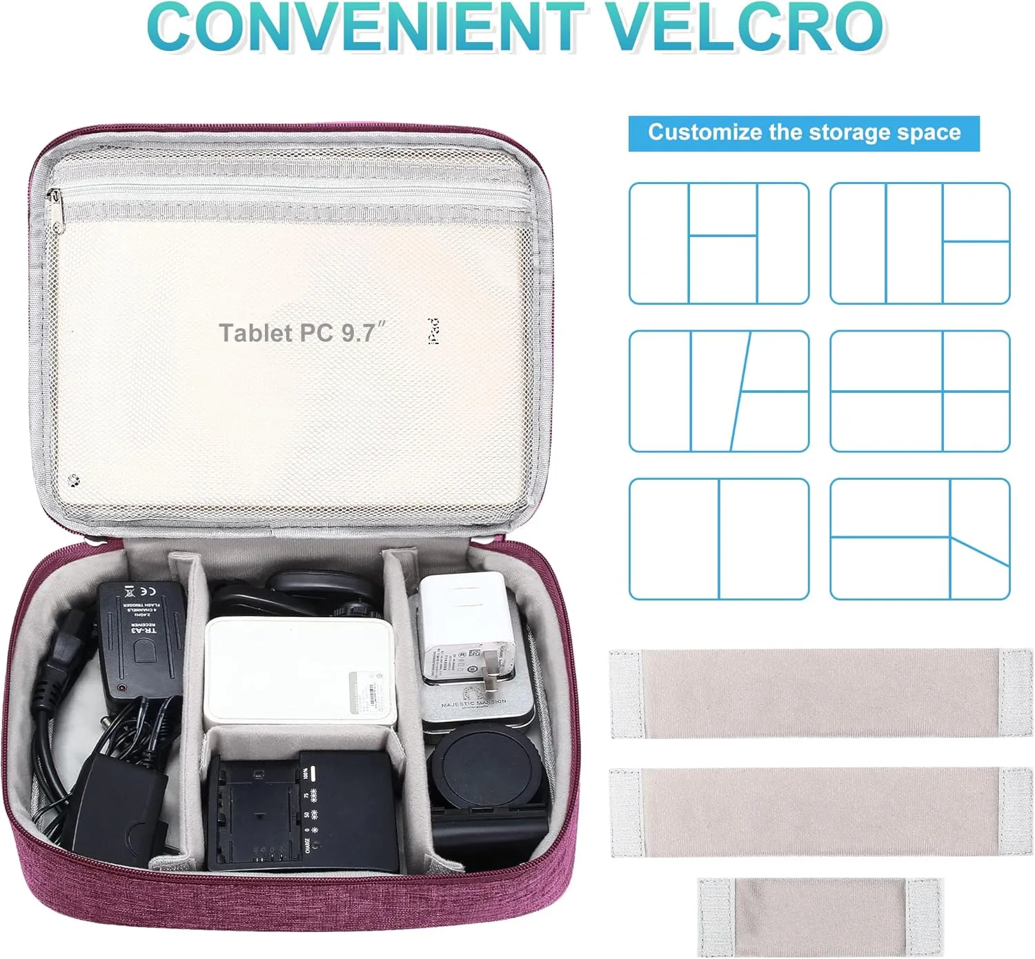 CILLA Electronic Organizer Travel Case, Double Layers Electronics Travel Organizer for Chargers, Cords, Power Bank, Adapter, Mouse, Tablet, Phone