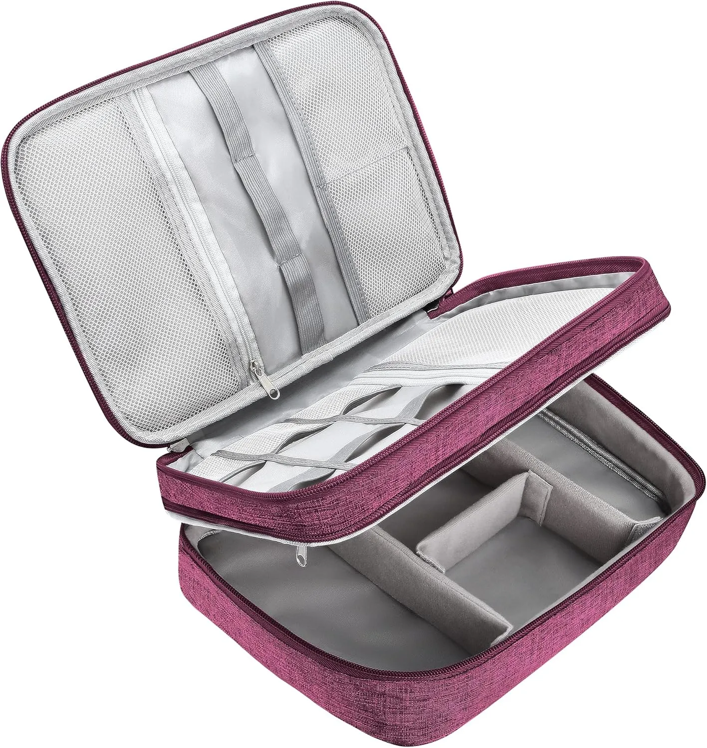 CILLA Electronic Organizer Travel Case, Double Layers Electronics Travel Organizer for Chargers, Cords, Power Bank, Adapter, Mouse, Tablet, Phone