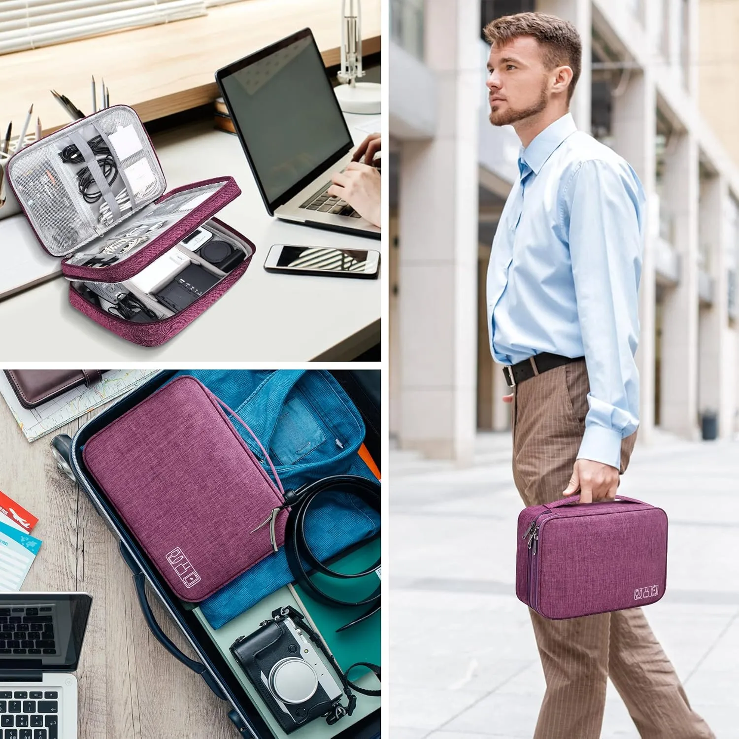 CILLA Electronic Organizer Travel Case, Double Layers Electronics Travel Organizer for Chargers, Cords, Power Bank, Adapter, Mouse, Tablet, Phone