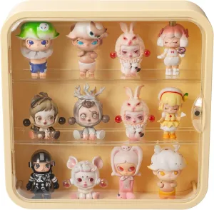 Clear Display Case for Figures, Wall Mounted Acrylic Storage Box, Dust Proof Display Cabinet Organizer for Mini Pop Mart Action Figures Collectibles (Yellow)