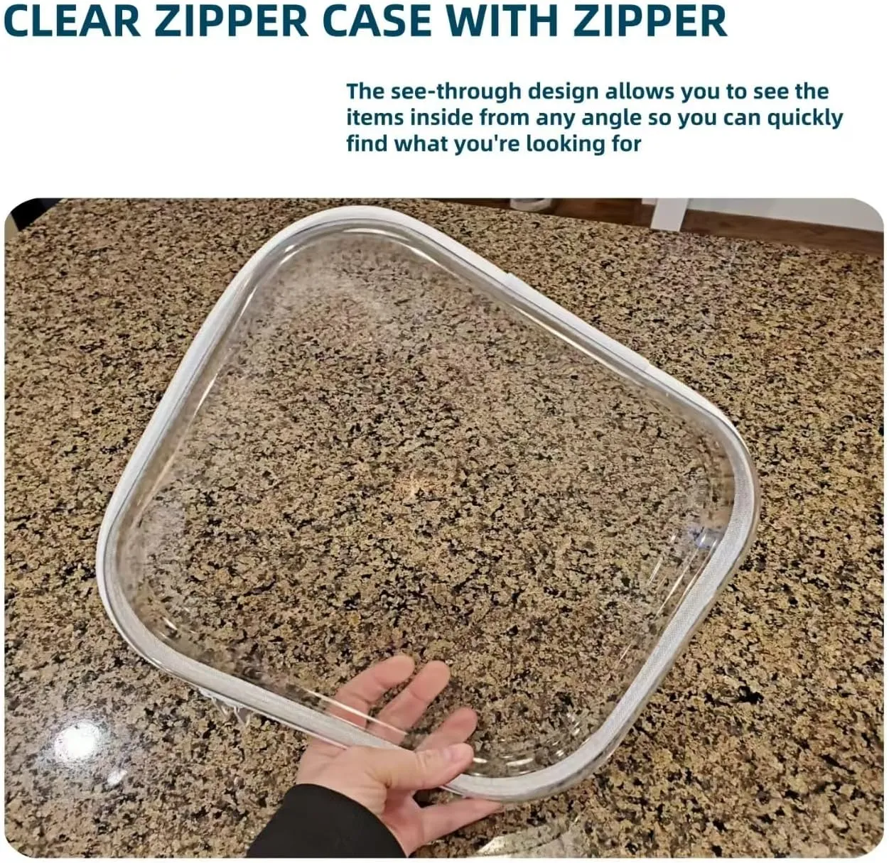 Clear Hard Plastic Zipper Case,3Pcs clear zipper case，Professional Grade Plastic Transparent Storage Box, Toiletry Pouch, Travel Organizer, Cosmetic Bag(M/L/XL)