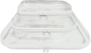 Clear Hard Plastic Zipper Case,3Pcs clear zipper case，Professional Grade Plastic Transparent Storage Box, Toiletry Pouch, Travel Organizer, Cosmetic Bag(M/L/XL)