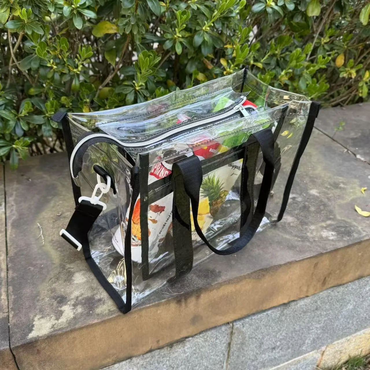 Clear Makeup Travel Toiletry Bag Transparent Beach Square Bag for Stadium Events With Handle Bathroom Organizer