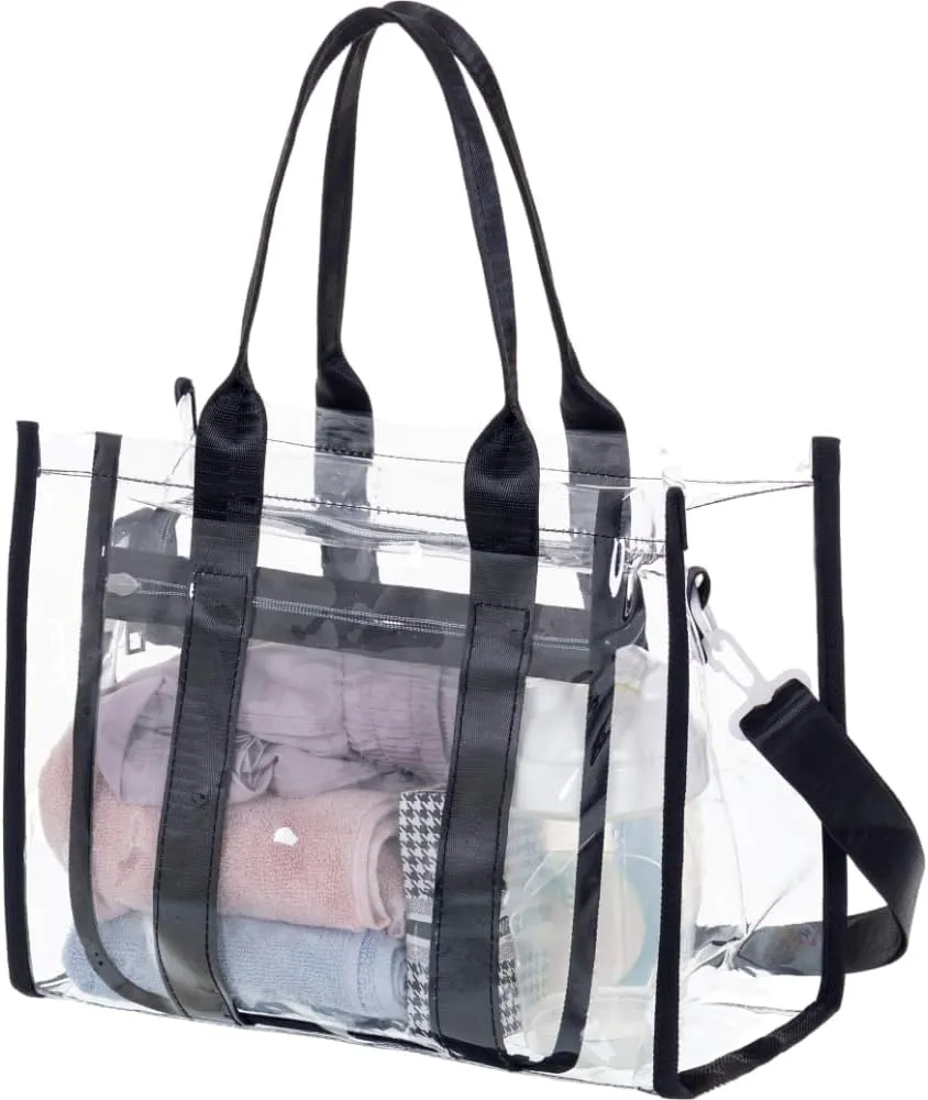 Clear Makeup Travel Toiletry Bag Transparent Beach Square Bag for Stadium Events With Handle Bathroom Organizer