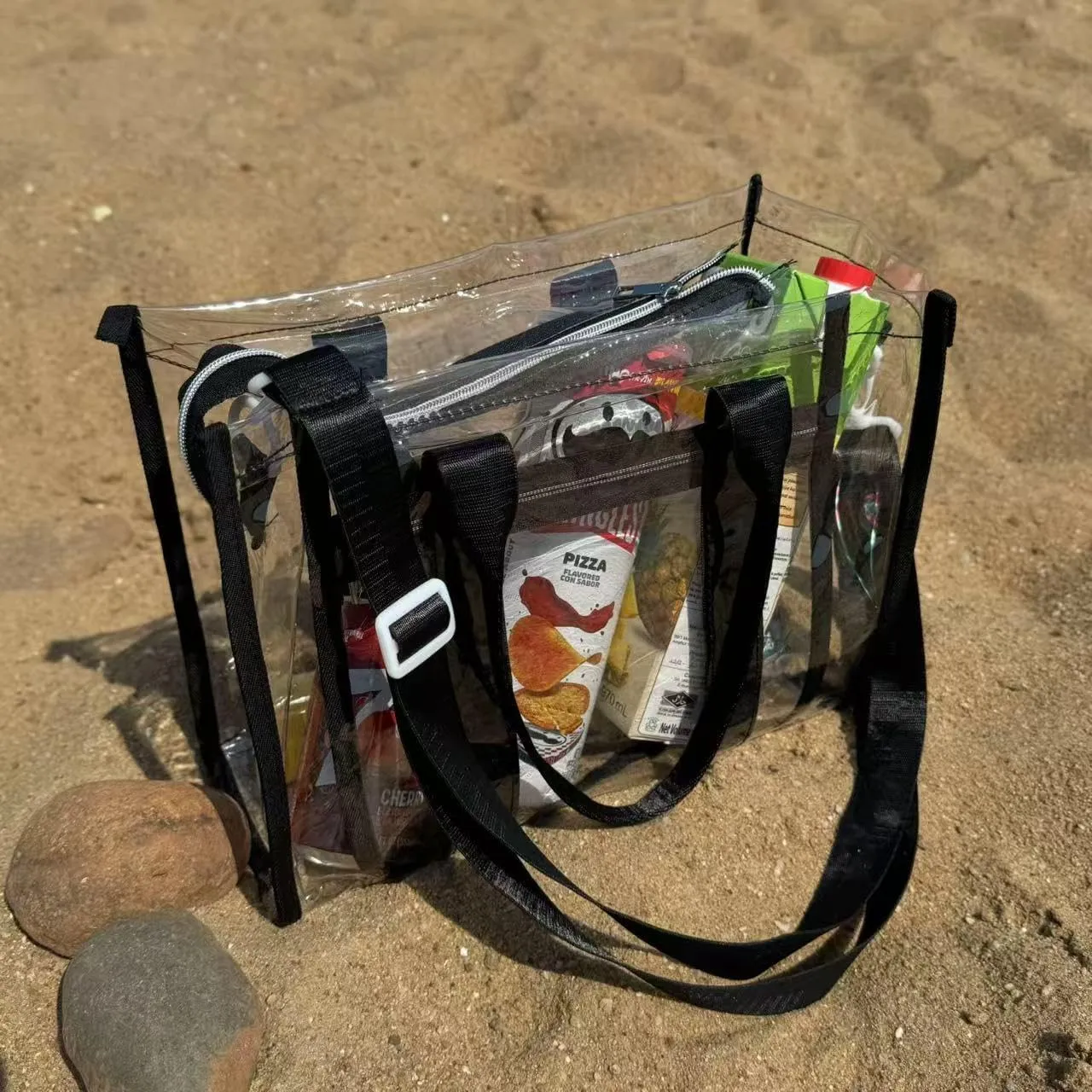 Clear Makeup Travel Toiletry Bag Transparent Beach Square Bag for Stadium Events With Handle Bathroom Organizer