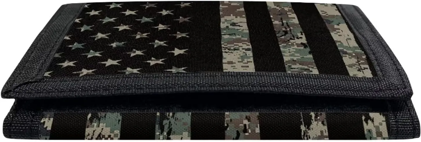 Coldinair American Flag Kids Wallets for Boys Camo Wallet for Kids Toddler Youth Ages 4-18 Trifold Coin Pocket and Card Holders, Novelty Wallet for Childrens, Camouflage Coin Bags, Green