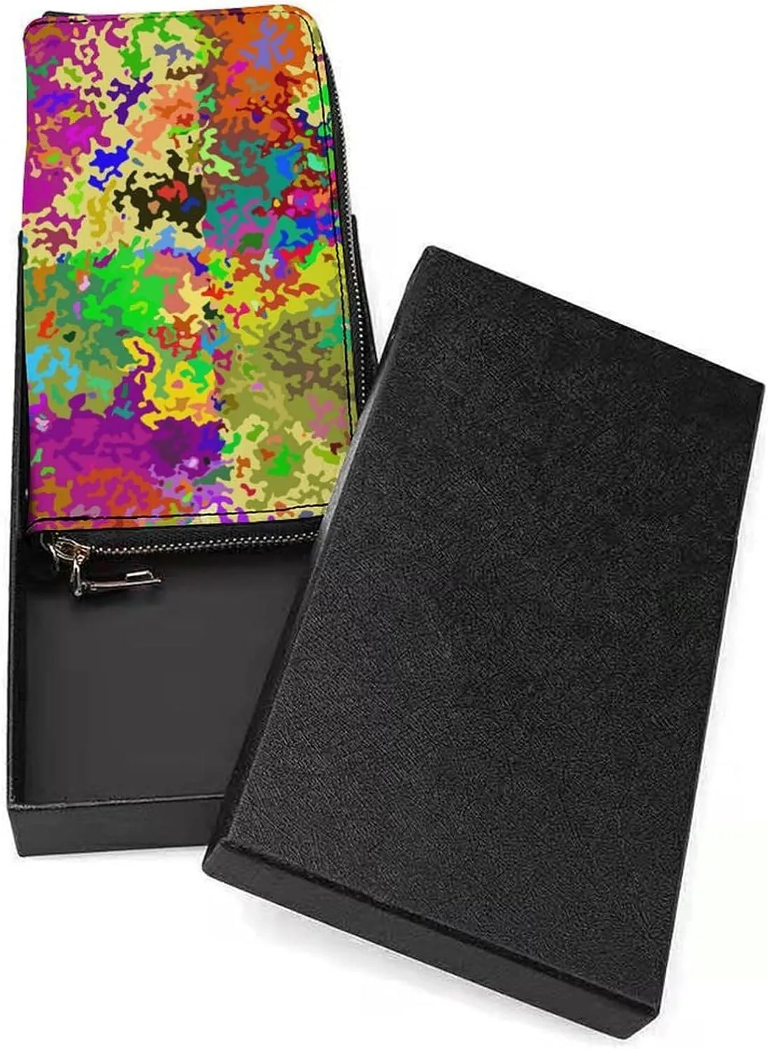 Colorful Camouflage Women's Leather Long Large Capacity Wallet Clutch Wallet with Hand Strap, 20x10.5cm, style-16-3