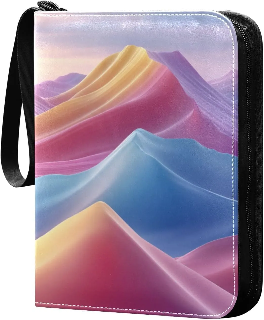 Colorful Desert Dunes Cards Binder 4 Pocket Fits 400 Cards with 50 Removable Sleevesves, Trading Card Collector Zipper Album Holder Portable Card Games Display Storage Cases