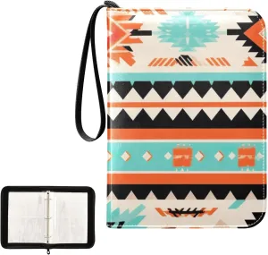Colorful Tribal Art Card Binder 4-Pocket, 400 Pockets Trading Cards Holder Games Card Albums Storage Organizer Case for Football, Baseball Cards