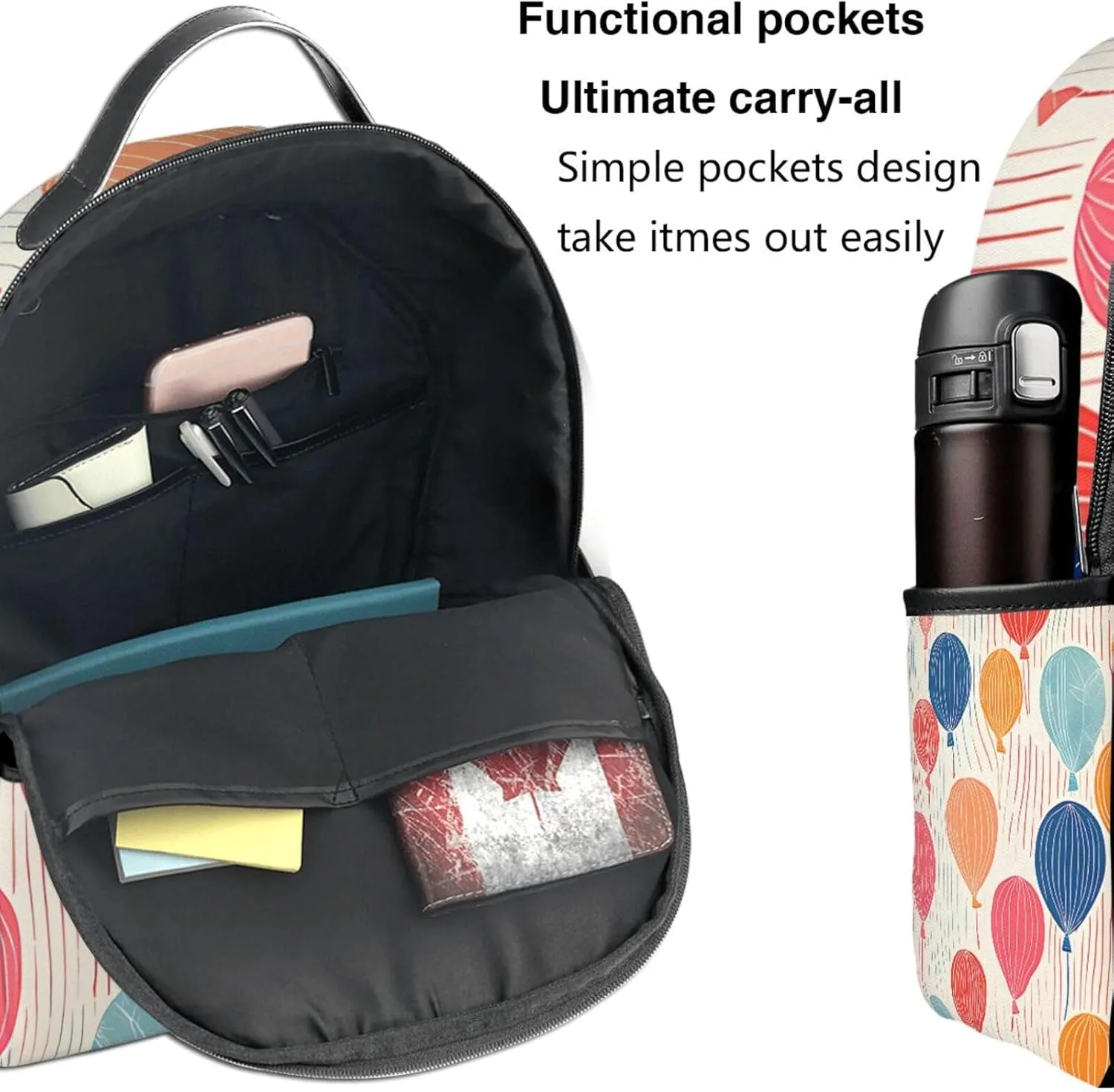 Coloured Balloon Backpack Lightweight Laptop Backpacks Casual Double Shoulder Backpack For Women Men Travel