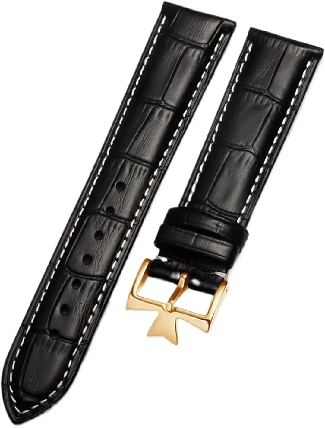 Compatible with Vacheron Constantin Male Watch Cowhide Leather Strap VC Inherit Art Master Series Leather Strap 18mm 19mm 20mm 21mm(Black White Gold,19mm)