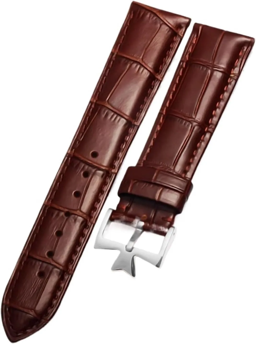 Compatible with Vacheron Constantin Male Watch Cowhide Leather Strap VC Inherit Art Master Series Leather Strap 18mm 19mm 20mm 21mm(Brown Silver,22mm)