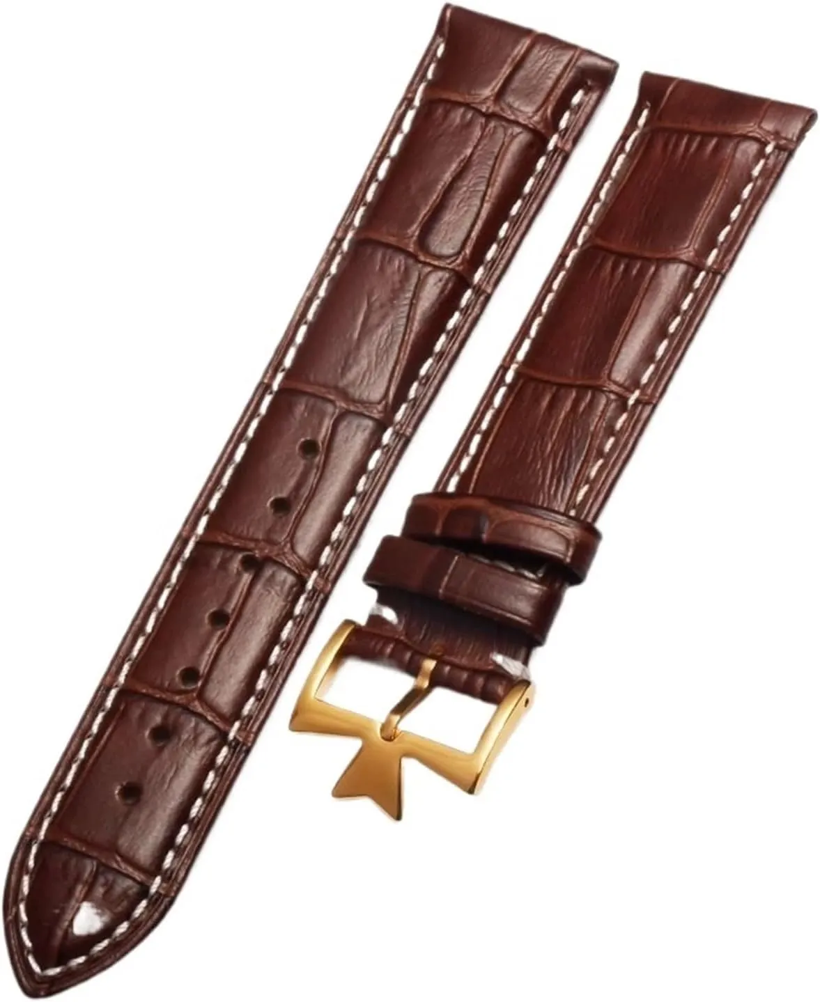 Compatible with Vacheron Constantin Male Watch Cowhide Leather Strap VC Inherit Art Master Series Leather Strap 18mm 19mm 20mm 21mm(Brown White Gold,20mm)