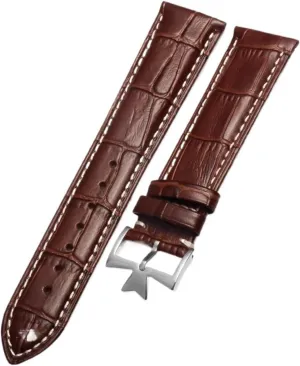 Compatible with Vacheron Constantin Male Watch Cowhide Leather Strap VC Inherit Art Master Series Leather Strap 18mm 19mm 20mm 21mm(Brown White Silver,21mm)