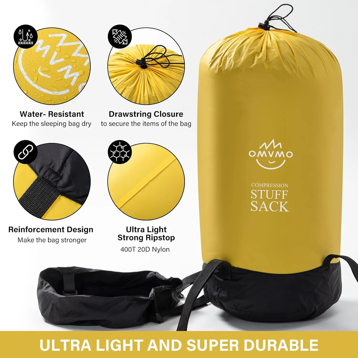 Compression Sack, 12L/19L/32L/46L/53L Water-Resistant Sleeping Bag Stuff Sack,Anti-Tear Ultra Light 400T 20D Nylon Storage Bag,Space Saving Gear for Camping Hiking Travel 1Pcs