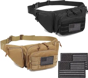 Concealed Carry Pistol Pouch - Tactical Fanny Pack Holster,Waist Gun Bag,Fits Handgun,1911 and More with U.S Patch
