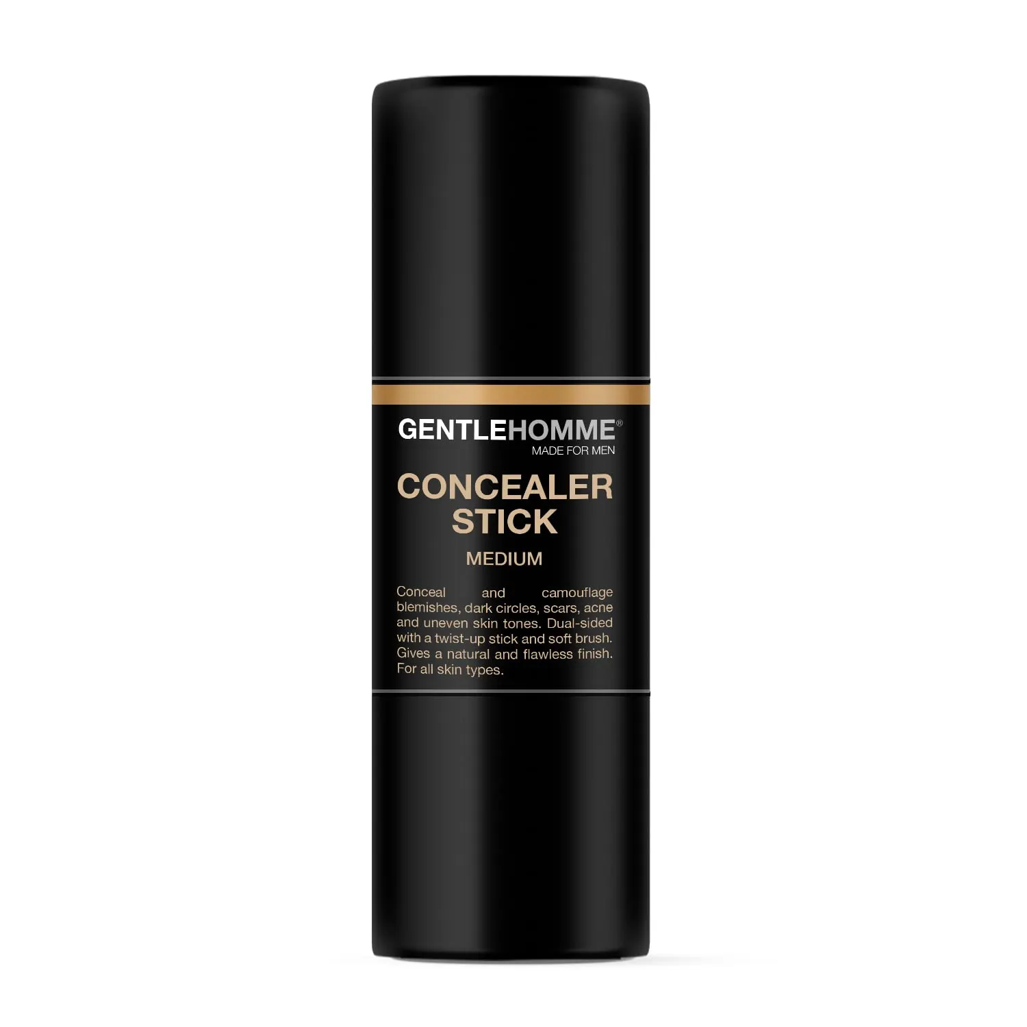 Concealer Stick with Brush for Men - Eraser Dark Circles - Men’s Multi-Use Concealer - Dual Sided Full Coverage with Soft Brush - Buildable Coverage Makeup - All Skin Types - (Medium)